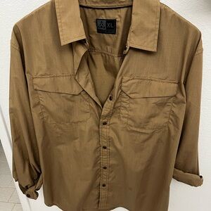 XL Tan Casual Button-Down Shirt